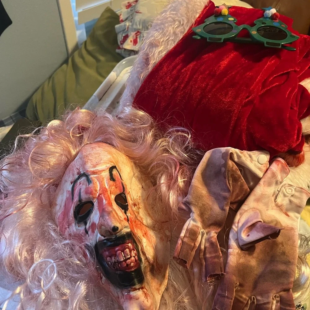 Red and White TERRIFIER SANTA ART THE Clown Costume with Mask - Picture 4 of 4